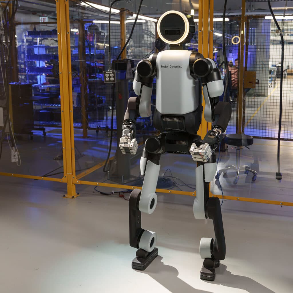 Atlas robot stands in a research lab